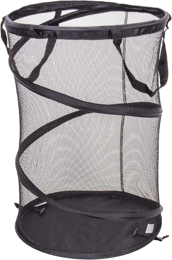 Household Essentials 2026 Pop-Up Collapsible Mesh Laundry Hamper | Black, 25" H