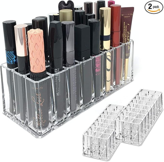 BY ALEGORY Acrylic Eye Mascara Organizer Makeup Storage Organization Refillablle Container Beauty Display Case 24 Space to Organize Tall Eye Lash Mascara (2)