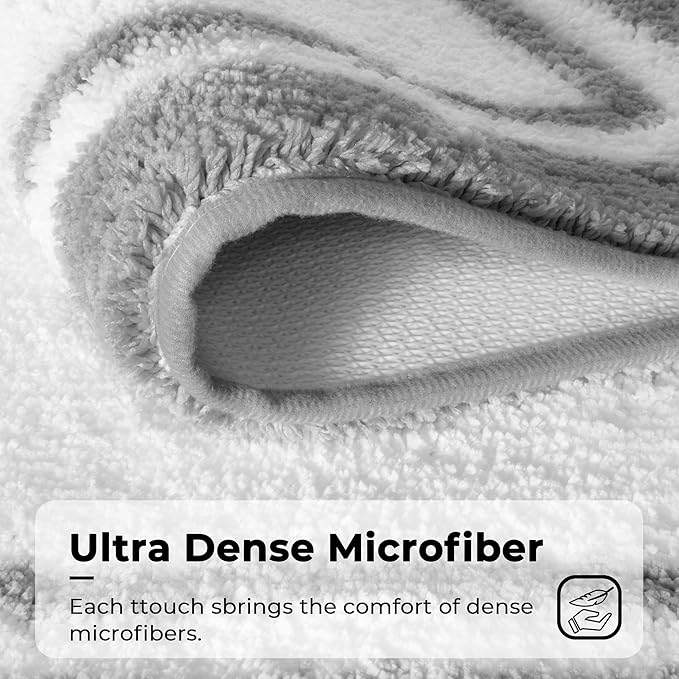 GRANNY SAYS Microfiber Bathroom Rugs Non Slip Washable, Water Absorbent Bath Mats for Tub Non Slip, Soft Bath Mats for Bathroom Floor & Shower, Long Bath Rug, 24" x 36", Grey Rug