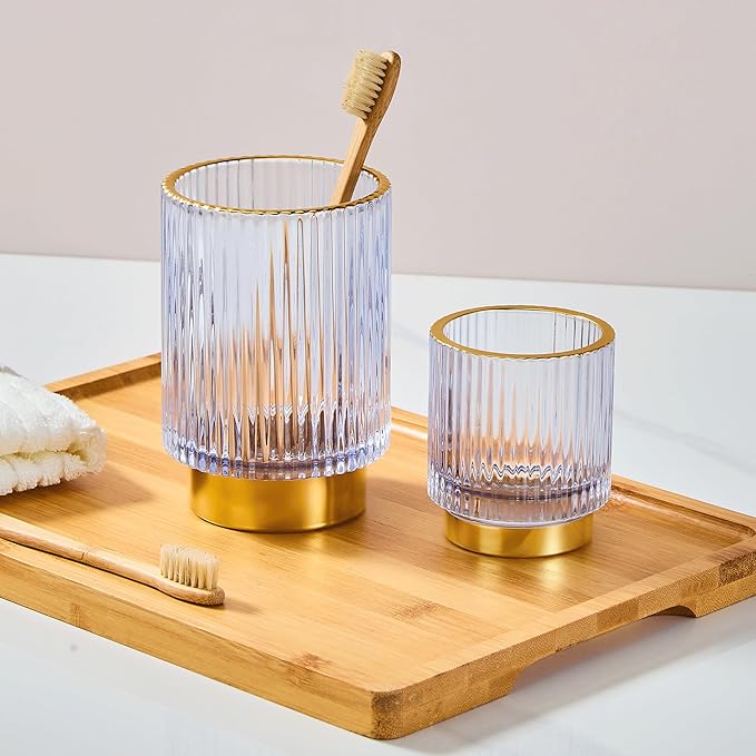 Makeup Brush Holder Organizer,Toothbrush Holders,Desk Pen Pencil Holder,Multifunctional Vintage Glass Brush Cup(A3-20-US)