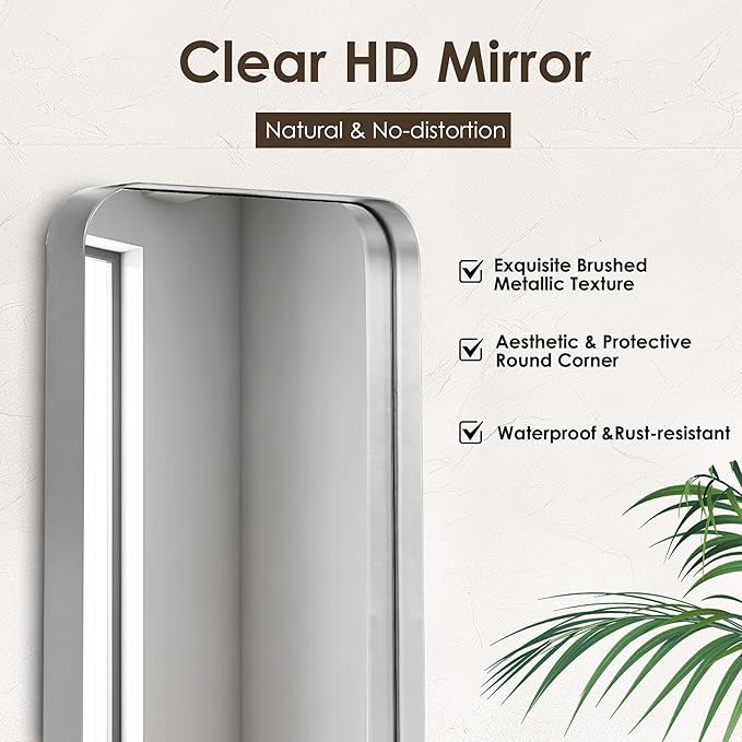 SogesHome 16x24 Bathroom Medicine Cabinet with Mirror, Stainless Steel Frame and 2 Shelves, Wall Mounted Vanity Mirror with Storage for Bathroom, Silk