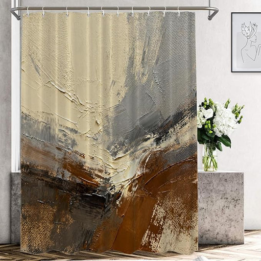 Shrahala Multicolored Modern Abstract Decorative Shower Curtain, Artists Oil Paints Closeup Bathroom Décor Polyester Fiber Waterproof with Plastic Rings for Shower Stall Bathtubs 72 X 60 in