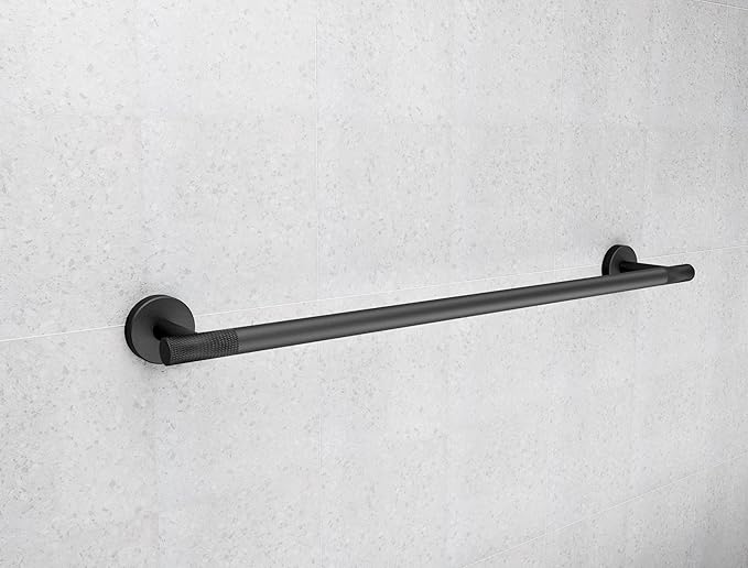 Marmolux 4-Piece Bathroom Hardware Set - Matte Black Knurled Stainless Steel SUS304 - Includes a stylish Towel Holder, a practical Toilet Paper Holder, and a very convenient Towel Hook. - Bathroom Kit