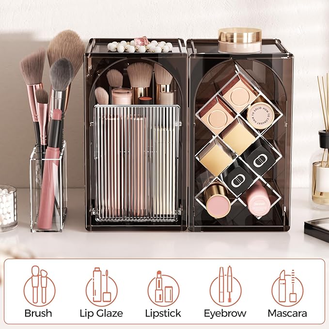 Modular Makeup Organizer, Clear Acrylic Cosmetic Storage Box with Drawer, Vanity Countertop Organizer for Makeup, Skincare and Beauty Accessories – Multiple Styles