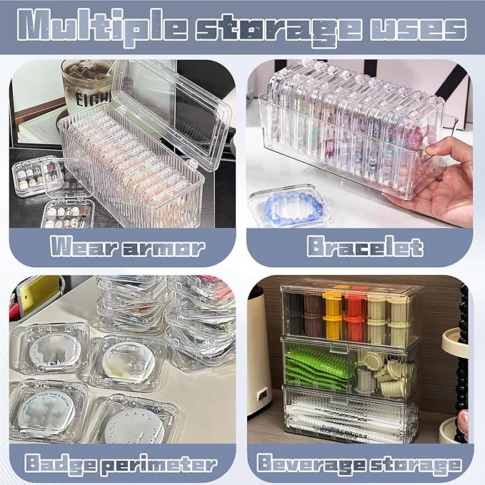 Press on nail storage 12 PCS Acrylic Nail Storage Box - Portable Versatile Organizer for Press - On Nails, Jewelry and More with 60 Pcs Adhesive Double Sided Tape