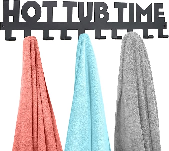 Star Splash Extra Large Hot Tub Towel Rack Outdoor – Rust Proof Outdoor Towel Hooks - Hardware Included - Hang Towels and Robes in Style – Upgrade Your Hot Tub Decor and Mudroom - Almost 3 Feet Long
