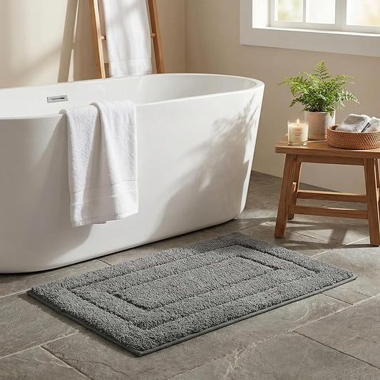 GRANNY SAYS Gray Bathroom Rugs Non Slip, Large Bath Mats for Bathroom, Super Soft and Water Absorbent, Microfiber Washable Bath Rugs for Bath Floor, Tub and Shower, 36" x 24", Dark Gray