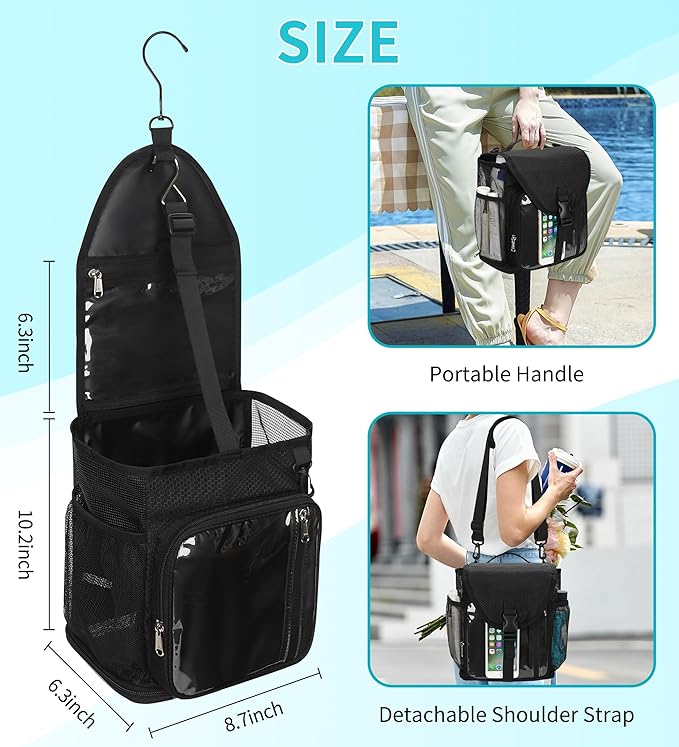 Ethereal Shower Caddy Portable, Mesh Shower Caddy Bag for College Dorm Room Essentials, Hanging Shower Bag for Gym, Camping, Beach