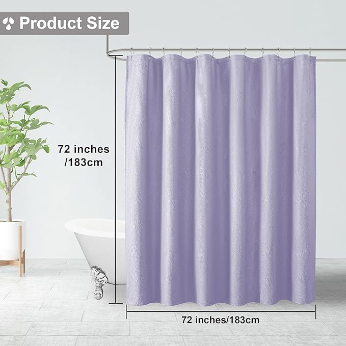 OVZME Berry Cute Shower Curtain, Embossed Textured Fabric Shower Curtain for Bathroom - Soft Cloth & Hotel Spa Luxury, Water Repellent, Machine Washable Shower Curtain, 72X72, Lavender