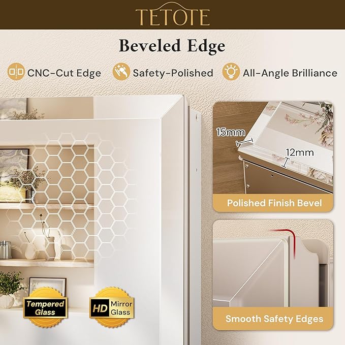 TETOTE 20 x 28 Medicine Cabinet with Mirror with Tempered Beveled Mirror Silver Medicine Cabinet Aluminum Cabinet DTC Hinges, Stepless Adjustable Shelves, Recessed/Surface-Mounted