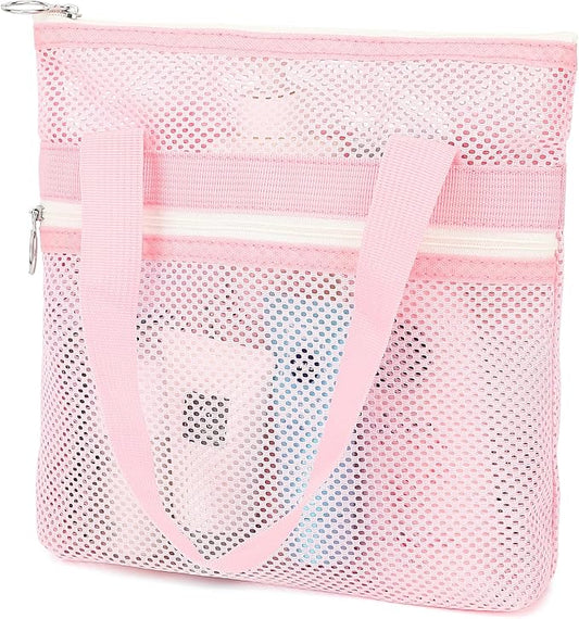 Fammart Mesh Shower Caddy Portable with Zipper & 2 Pockets - Quick Dry Shower Caddy Hanging for Travel Gym Camp Beach - Organizer Bag Bathroom Essentials for College Dorm