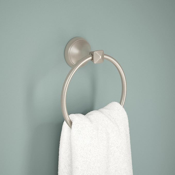 Delta Esato (1-Pack) Hand Towel Holder SpotShield Brushed Nickel Towel Racks for Bathroom Wall Round Towel Ring Holder for Bath Towel Hanger for Kitchen, Bathroom Accessories ESA46-DN