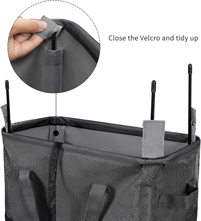 ZERO JET LAG Slim Laundry Hamper With Handles Collapsible Laundry Basket Thin Dirty Clothes Basket Narrow Laundry Bag Foldable Dirty Cloth Hamper 45L (24 inches,Grey)