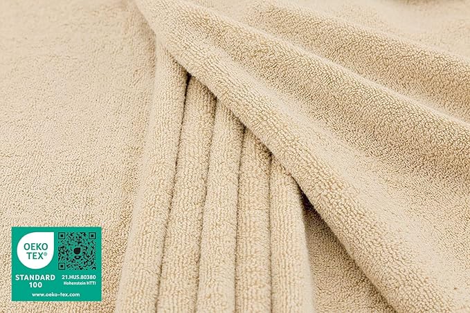 American Soft Linen 100% Cotton 600 GSM Turkish 40x80 Oversized Bath Towel Sheet, Extra Large Adult Towels for Bathroom, Beige Bath Sheet