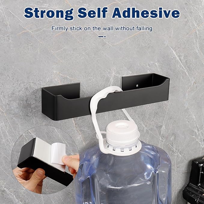 NearMoon Self Adhesive Hand Towel Holder/Towel Ring, Stainless Steel Hand Towel Bar Rustproof Stick on Wall-Towel Rack for Bathroom/Kitchen, Square Sticky and Wall Mounted (9 Inch, Matte Black)