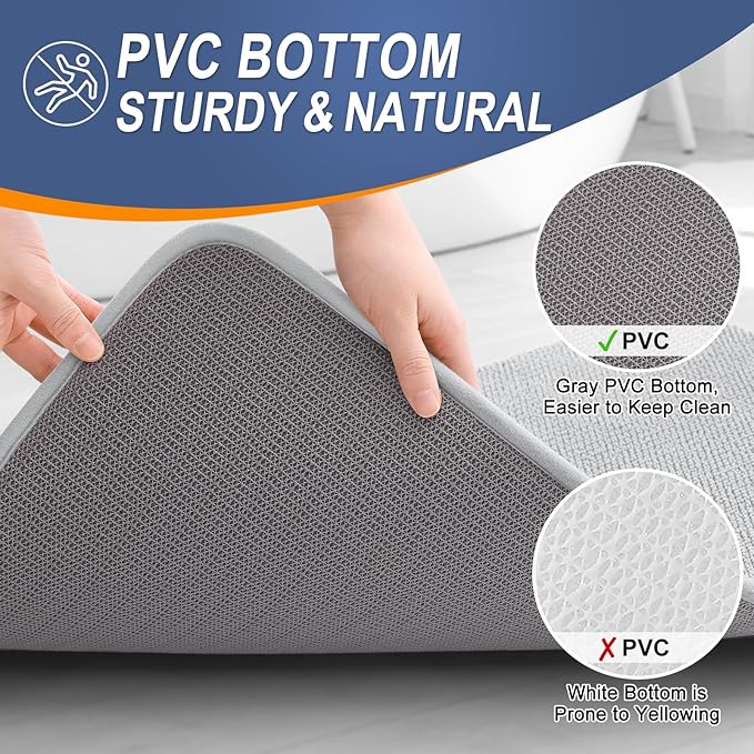OLANLY Thick Memory Foam Bath Mat Rug 45x27, Extra Soft Absorbent Bathroom Rug, Quick Dry Bath Mats, Non-Slip, Machine Washable Carpet for Bathroom, Tub and Shower, Home Decor Accessories, Light Grey