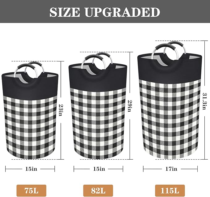 BlissTotes Laundry Basket, Laundry Hamper, Hampers for Laundry, Clothes Baskets Collapsible With Handles Waterproof For Bathroom Storage College Dorm, Family (Black, L)