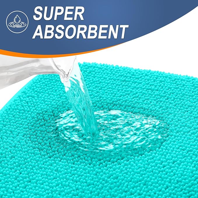 OLANLY Thick Memory Foam Bath Mat Rug 24x16, Extra Soft Absorbent Bathroom Rug, Quick Dry Bath Mats, Non-Slip, Machine Washable Carpet for Bathroom, Tub and Shower, Home Decor Accessories, Teal