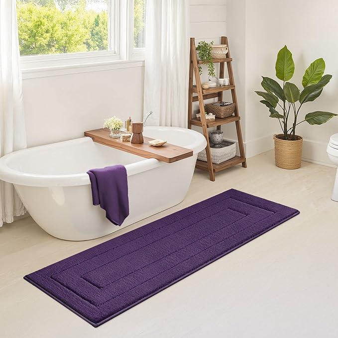 GRANNY SAYS Bathroom Rug Mat, 71" x 24" Bath Mats for Bathroom Non-Slip, Super Soft and Water Absorbent, Microfiber Bath Rugs, Machine Wash Dry, Large Bath Rugs for Floor, Purple