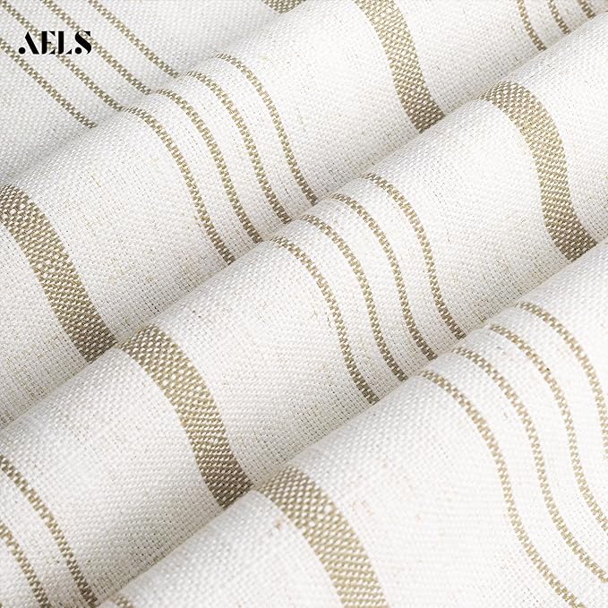 AELS Farmhouse Hanging Laundry Hamper with 2 Hooks, Boho Beige & Light Brown Stripes Laundry Bag with Zipper & Wide Open Top, Over the Door Organizer for Dirty Clothes, Washable Space Saving Storage