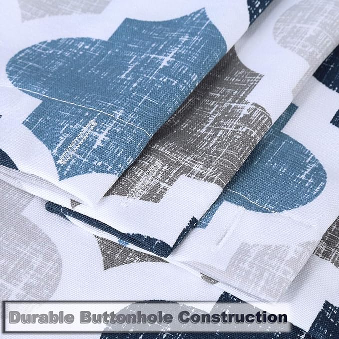 CAROMIO Geometric Quatrefoil Patterned Modern Poly-Cotton Stall Fabric Shower Curtain for Bathroom, Navy/Blue/Grey, 54x78 Inches