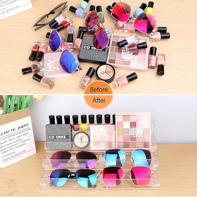 Go yeah Nail Polish Organizer Display Rack Storage Rack,Acrylic Sunglasses Organizer,Clear Essential Oil Stand Holder (4 Tier)