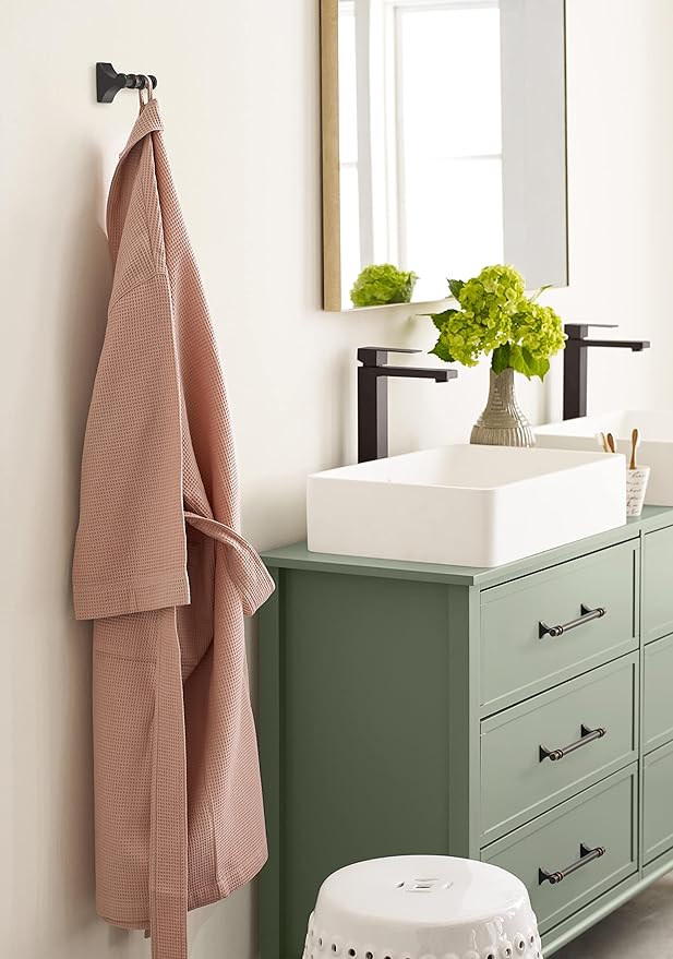 Amerock BH36050ORB | Oil Rubbed Bronze Double Robe Hook | 2-15/16 in. (75 mm) Length Towel Holder | Davenport | Towel Hook for Bathroom | Bathroom Hardware | Bath Accessories