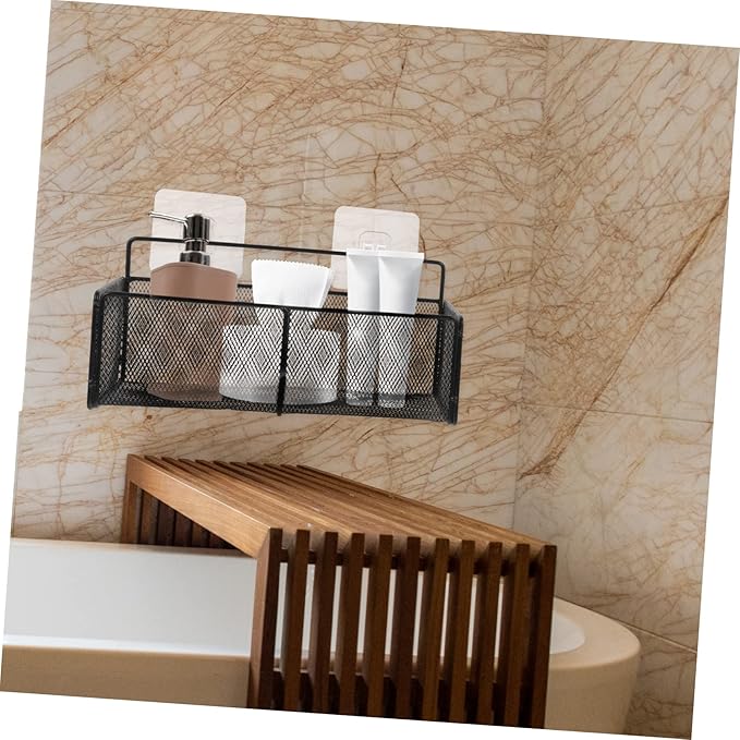 Mobestech 1Set No Drilling Bathroom Shelf Wall Mounted Rack Organizer for Makeup Shampoo Sturdy Storage for Bathroom Kitchen Easy Self Installation