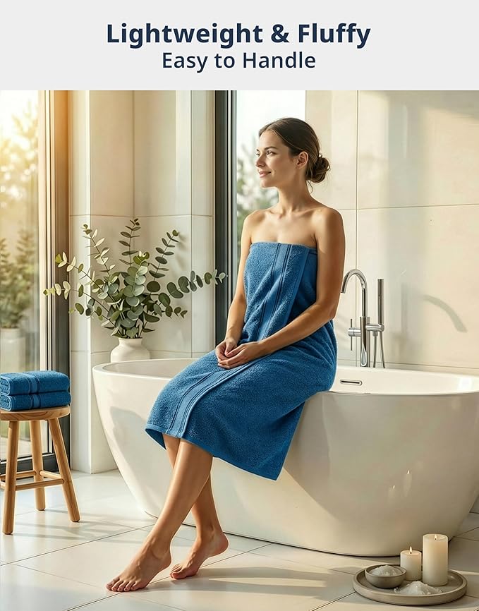 LANE LINEN Luxury Bath Towels Set - 12 Piece, 100% Cotton, Zero Twist, Super Soft & Absorbent, 4 Bath Towels, 4 Hand Towels, 4 Washcloths - Sea Port