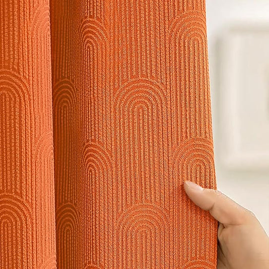 Boho Orange Shower Curtain Fall Morden Mid Centery Shower Curtain 48 * 72
