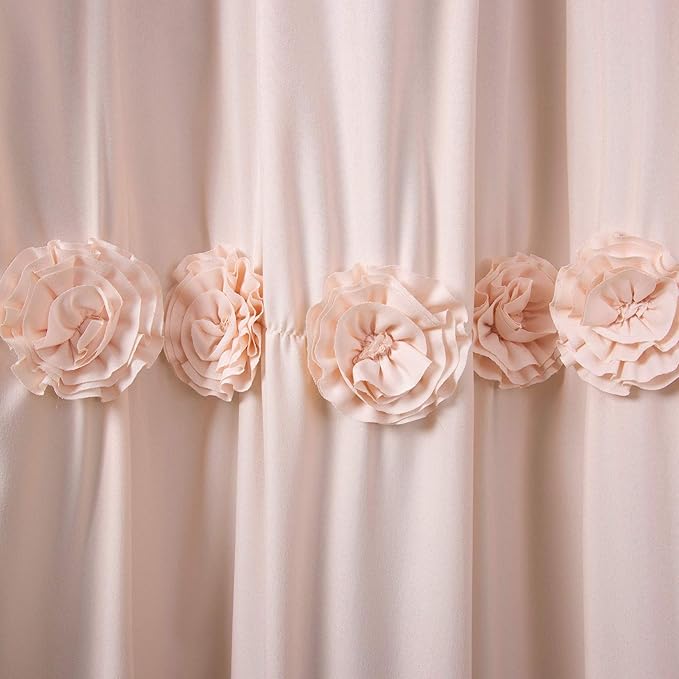 Lush Decor Darla Shower Curtain Single 72" W x 72" L Blush - Flower Fabric Shower Curtains for Bathroom - Coquette Bathroom Curtain - Vintage Decor