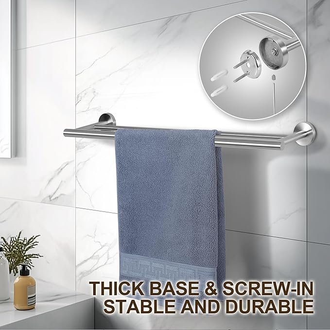 SEIDO Double Towel Bar for Bathroom Wall 36”L, 304 Stainless Steel Brushed Nickel Towel Bar, 2-Bar Design Bathroom Towel Rack, Brushed Nickel, 36 inch