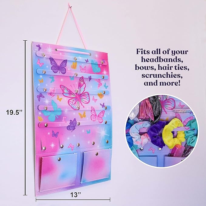 FROG SAC Bow and Headband Holder, Butterfly Hair Accessories Organizer for Wall, Hair Clip Accessory Organizers Wall Hanging Head Band Hairbow Bows Hangers for Closet Door