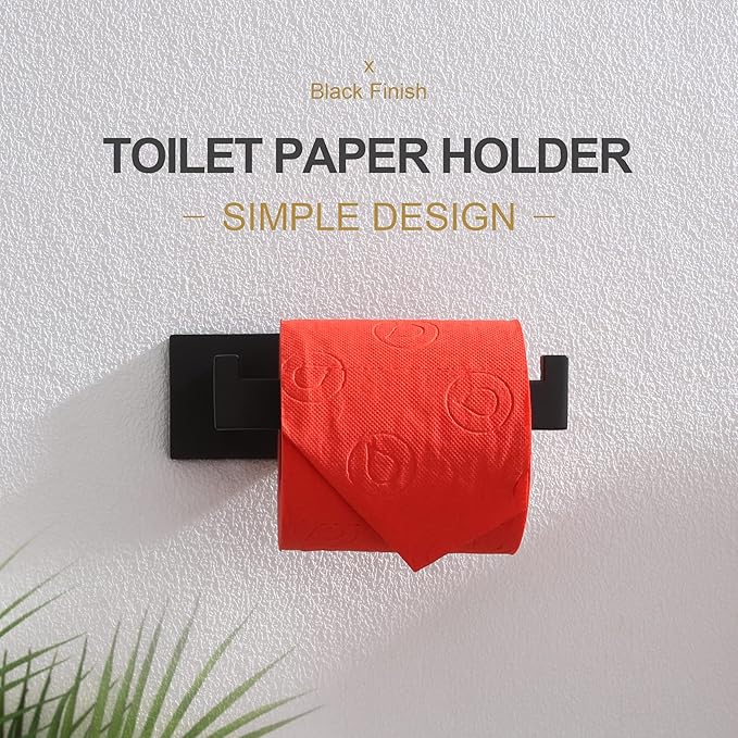 KOKOSIRI Black Toilet Paper Holders Bathroom Toilet Paper Roll Holder SUS304 Stainless Steel Contemporary Wall Mounted, 2 Pack, B2003BK-P2