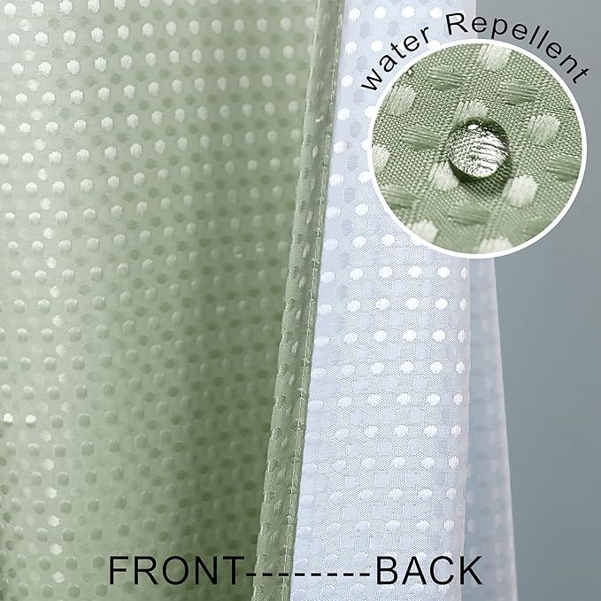 Small Stall Size Shower Curtain 36x72 for Bathroom Spring Decor Narrow Half Waterproof Washable Liner Waffle Fabric Cloth RV Shower Curtains for Camper Wide 36 x 72 with Hooks Set Sage Green