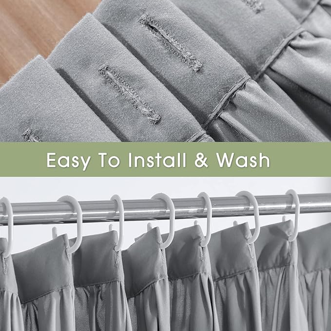 Victorian Ruffle Shower Curtain, Vintage Handcrafted Bow Tie Bath Curtain for Master Bathroom, Ruched Microfiber Bathroom Curtain with 12 Buttonholes, 72" W x 72" H, Gray (LQ-10)