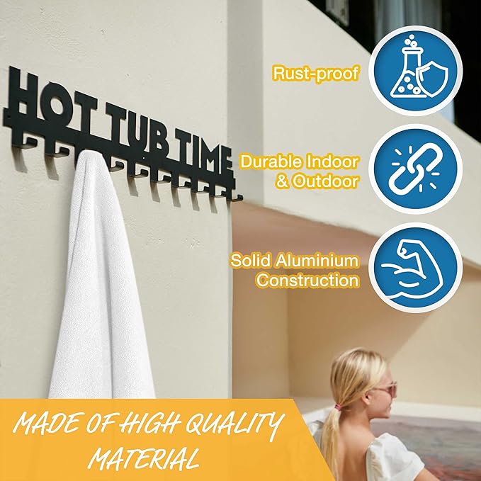 Star Splash Extra Large Hot Tub Towel Rack Outdoor – Rust Proof Outdoor Towel Hooks - Hardware Included - Hang Towels and Robes in Style – Upgrade Your Hot Tub Decor and Mudroom - Almost 3 Feet Long