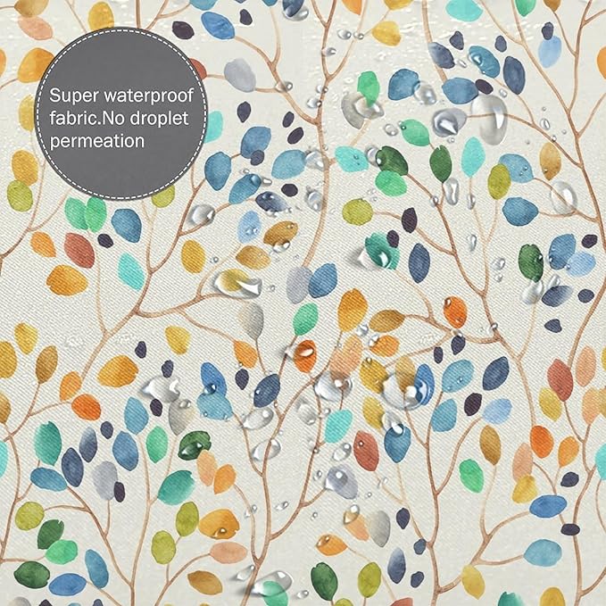 Boho Floral Shower Curtain, Spring Colorful Botanical Flower Leaves Bohemian Fabric Shower Curtain Set with 12 Hooks, Bathroom Bathtub Decor Cloth Curtain 66x72 Inches(168x183cm), Style-11