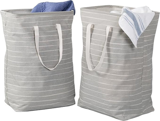Honey-Can-Do Set of 2 Collapsible Fabric Laundry Basket Hampers With Handles HMP-09863 Grey
