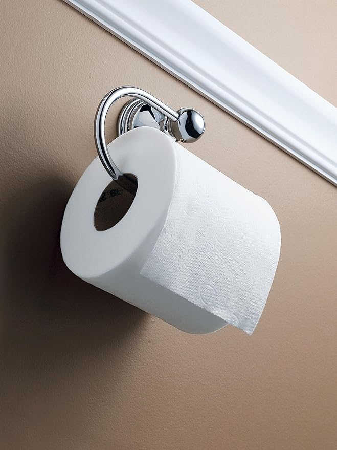 Moen Preston Collection Chrome Single Post Toilet Paper Holder, Wall Mounted Hanging Toilet Tissue Storage, DN8408CH