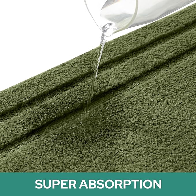 HOMEIDEAS Bathroom Rugs Sets 3 Piece, Super Soft and Absorbent Non Slip Microfiber Toilet Bath Mat with U-Shaped (Sage Green)