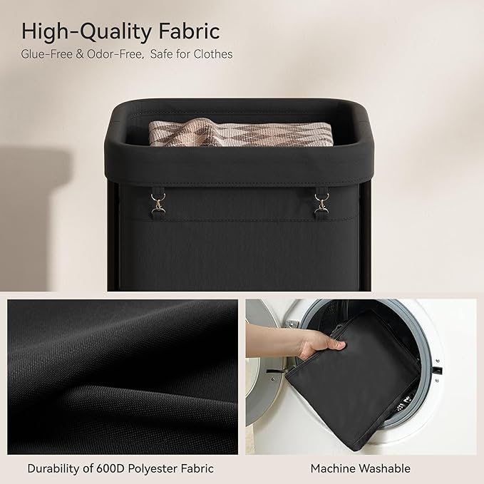 Nunsino Laundry Basket with Wheels 150L/40Gal, Rolling Laundry Hamper with Steel Fram and Removable Washing Bag,Laundry Sorter Cart for Laundry Room,Hotel,Dorm,Black