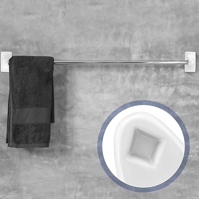 RattanView 2 Pcs White Porcelain Ceramic Towel Bar Rod Rack Post Holder Bracket Tile Set Mid Century Modern Vintage Retro Ceramic Bathroom Towel Holder Porcelain Bathroom Accessories