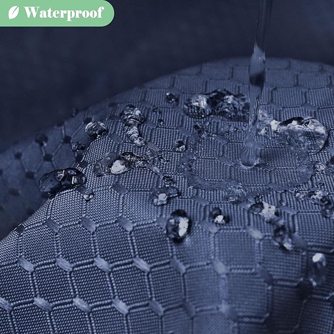 UFRIDAY Navy Blue Waffle Weave Fabric Shower Curtain with Mesh Window 72 x 78 Inch Long, Heavy Duty Decorative Bathroom Curtain,Thicken Hotel Luxury, Water-Repellent,72x 78Inches