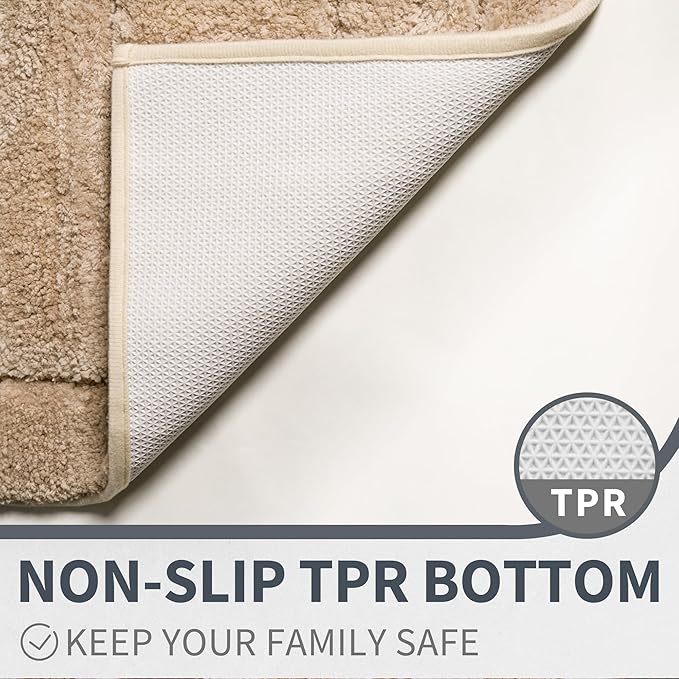 GRANNY SAYS Bathroom Rug Mat, Bath Mats for Bathroom Non-Slip, 24" x 48", Super Soft and Water Absorbent, Microfiber Bath Rugs, Machine Wash Dry, Large Bath Rugs for Bath Floor, Khaki