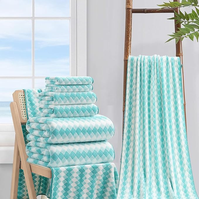 8 Piece Bathroom Towel Set |2 Oversized Bath Towels,2 Hand Towels,4 Washcloths| 600GSM Soft Hotel Towel Set Extra Large Bath Sheet for Bathroom,Highly Absorbent Quick Dry Bath Towel Collections,Teal