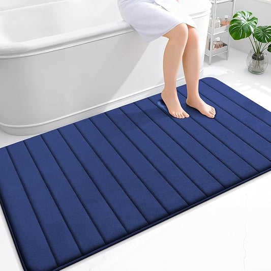 OLANLY Memory Foam Bath Mat 59x35, Super Soft Absorbent Bathroom Rugs, Quick Dry, Machine Washable Shower Floor Rugs, Bathmat Carpet, Bathroom Home Decor Accessories, Twilight Sapphire