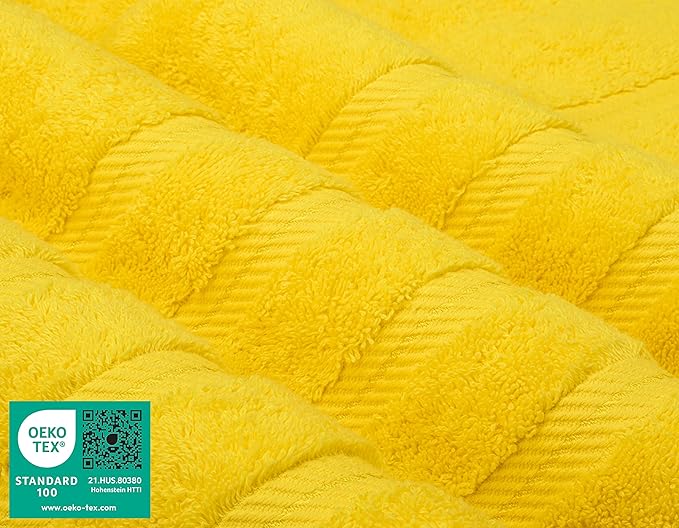 American Soft Linen Luxury Hand Towels for Bathroom, 600 GSM Heawy Weight 16x28 Size 100% Cotton Turkish 4 Piece Hand Face Towel Set, Yellow Hand Towels