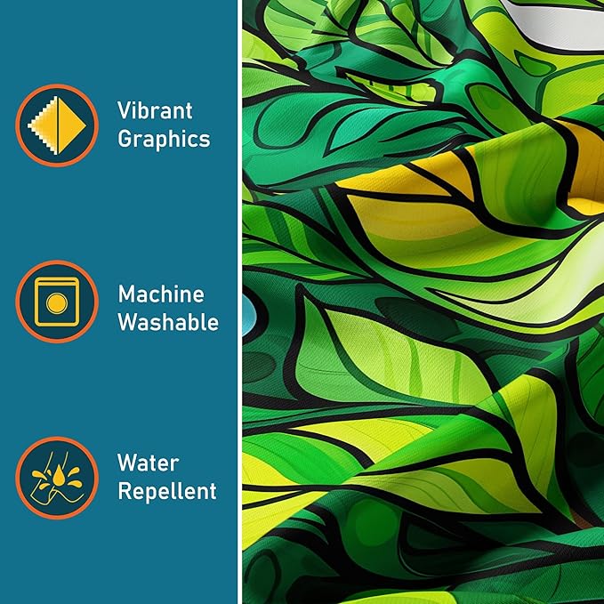 Gorgeous Abstract Green Tree Forest Shower Curtain, Beautiful Artistic Dark Floral Greenery, Unique Outdoor Botanical Theme, 120 GSM Waterproof Polyester Fabric, (72" x 72")