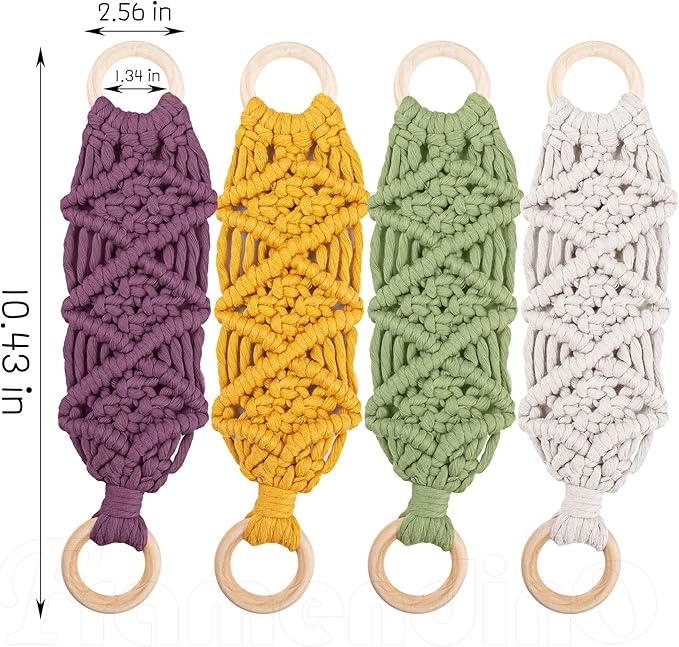 Framendino, 4 Pack Kitchen Crochet Towel Hanging Ring Towels Holder with Loop for Cabinets Oven Door